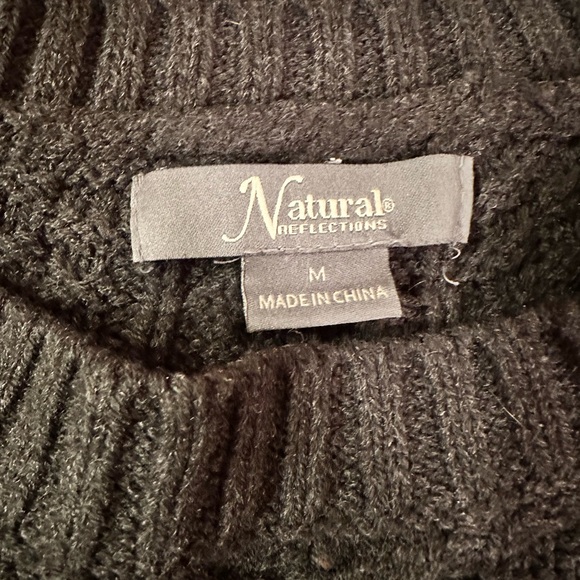 Natural Reflections - Dark Grey Cable Knit Crewneck Long Sleeve Sweater - US M - Picture 6 of 7